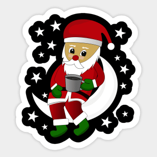 Santa Claus coffee on the moon Sticker